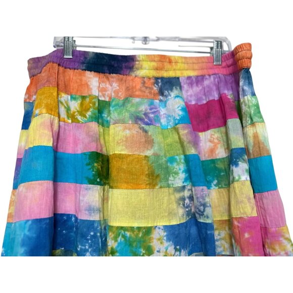 Serengeti Patchwork Tie Dye Maxi Skirt Womens XL Multicolor Boho Gypsy Festival - Picture 6 of 14